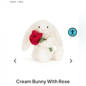 Authentic Jellycat Cream Bunny With Rose NWT and dust bag